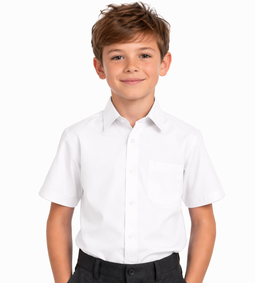 Pack of 2 Boys White Short Sleeve School Uniform Shirt