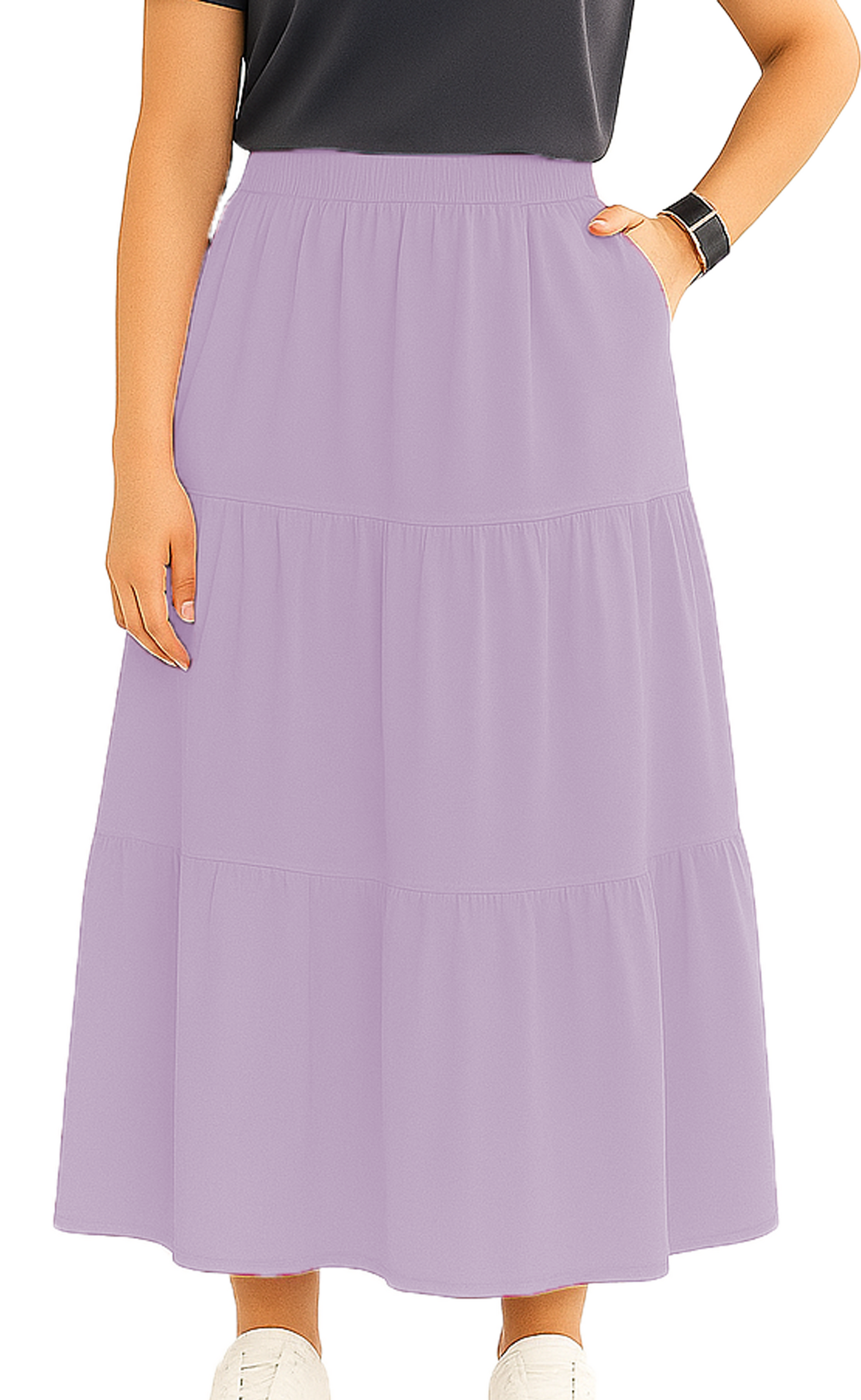 Women's A Line Summer Maxi Skirt with 2 Pockets