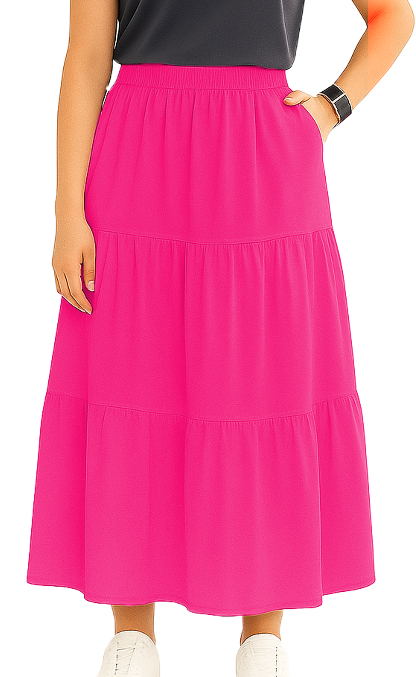 Women's A Line Summer Maxi Skirt with 2 Pockets