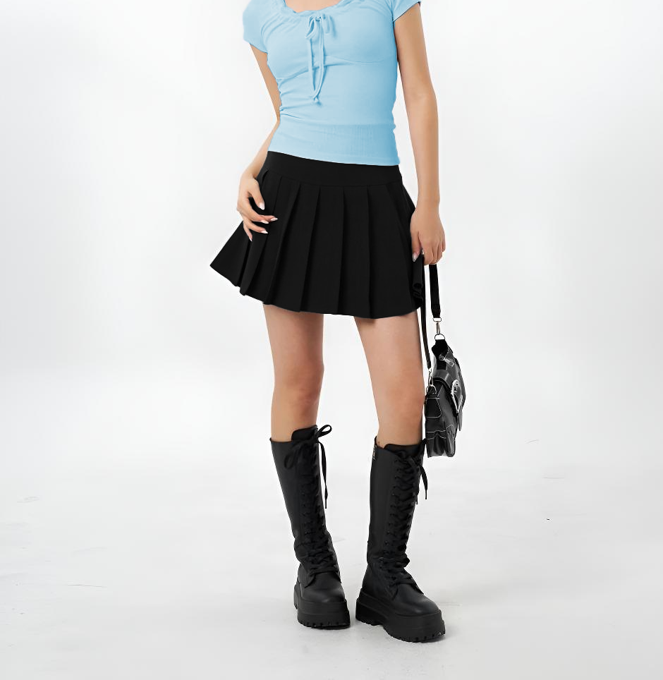 Women's Girl's Round Skirt High Waist Pleated