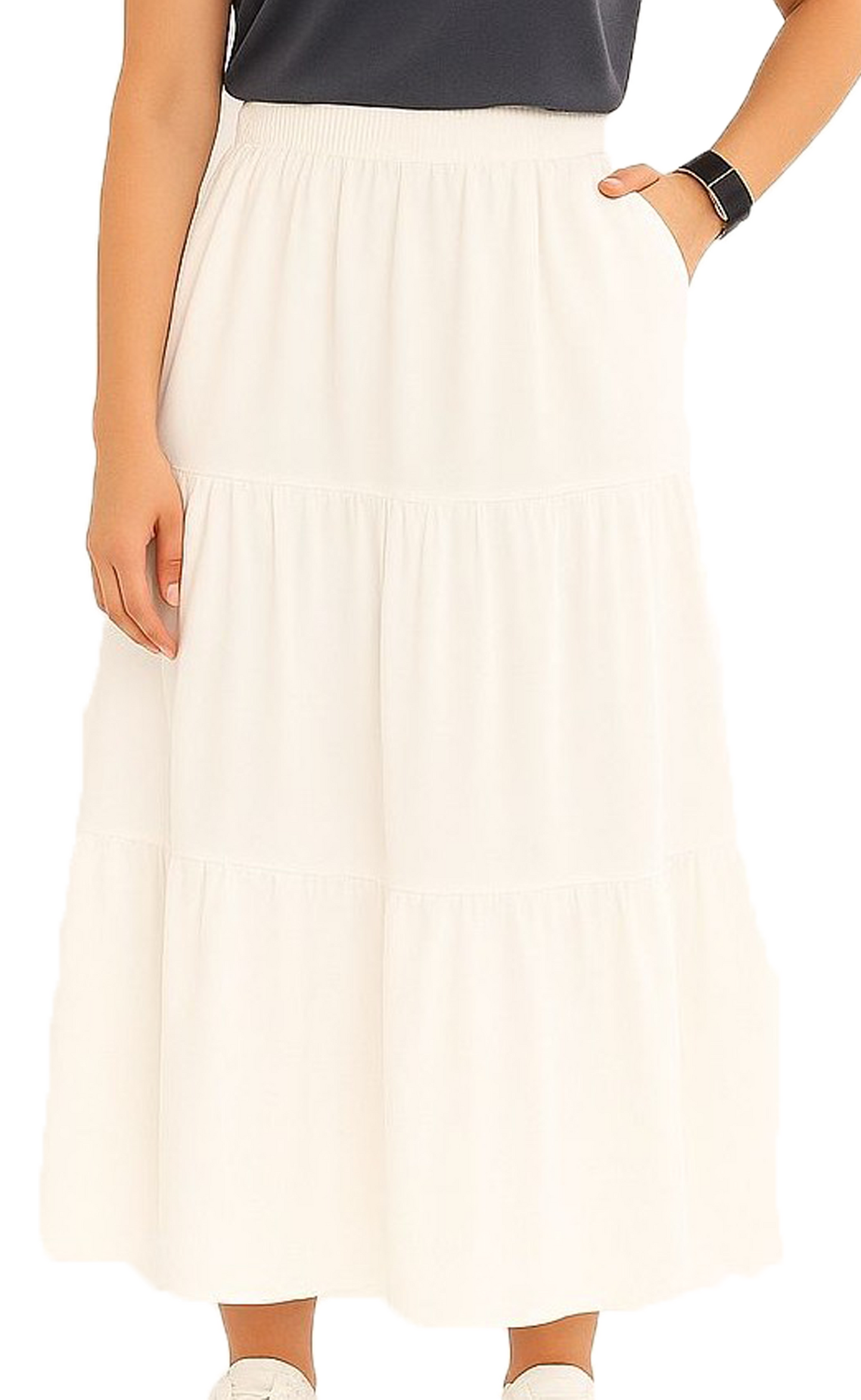 Women's A Line Summer Maxi Skirt with 2 Pockets