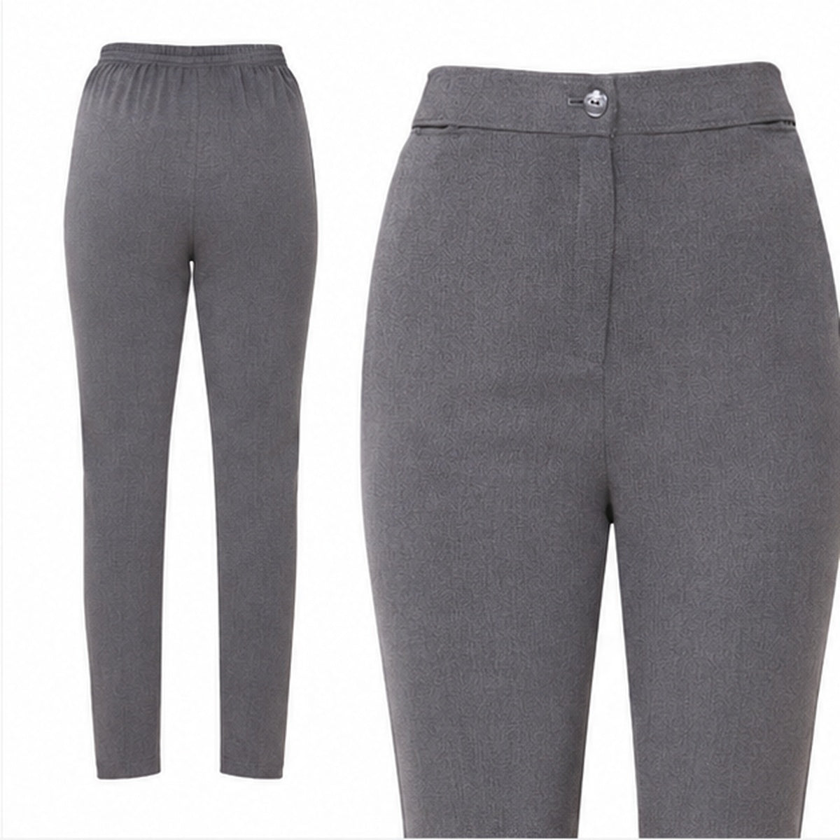 Girls Half Elasticated Waist Slim Fit Button & Zip School Trouser