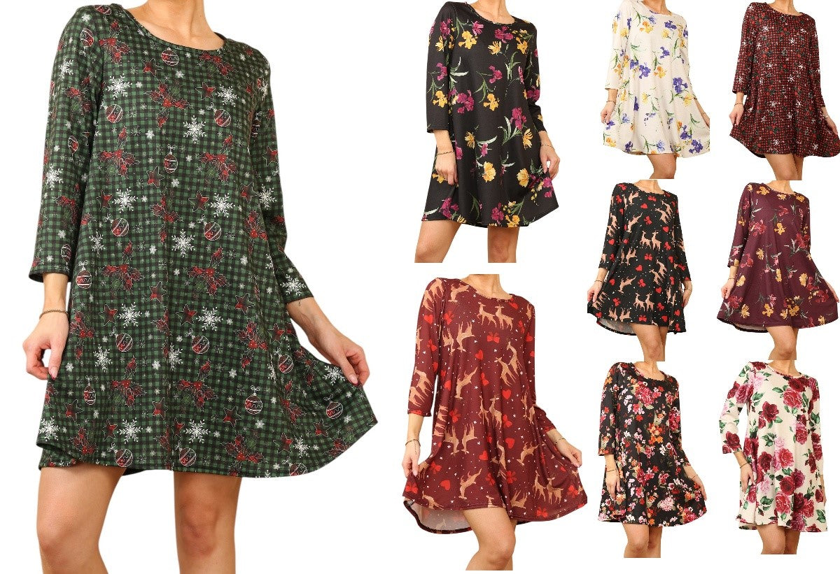 Women Tunic Top Loose Swing Summer Dress