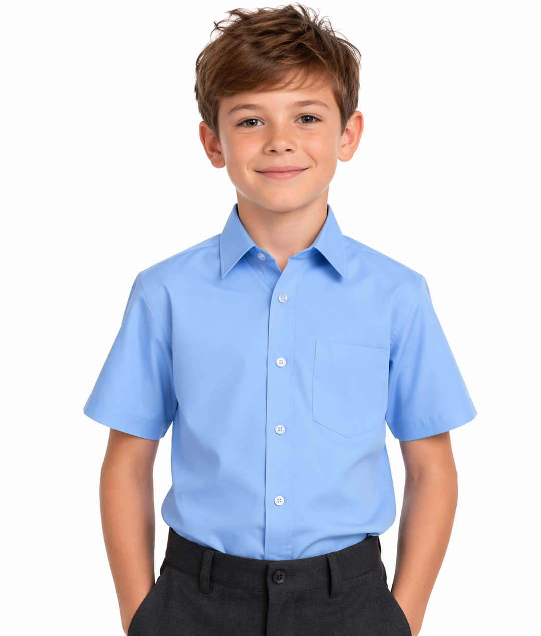 Pack of 2 Boys Blue Short Sleeve School Uniform Shirts