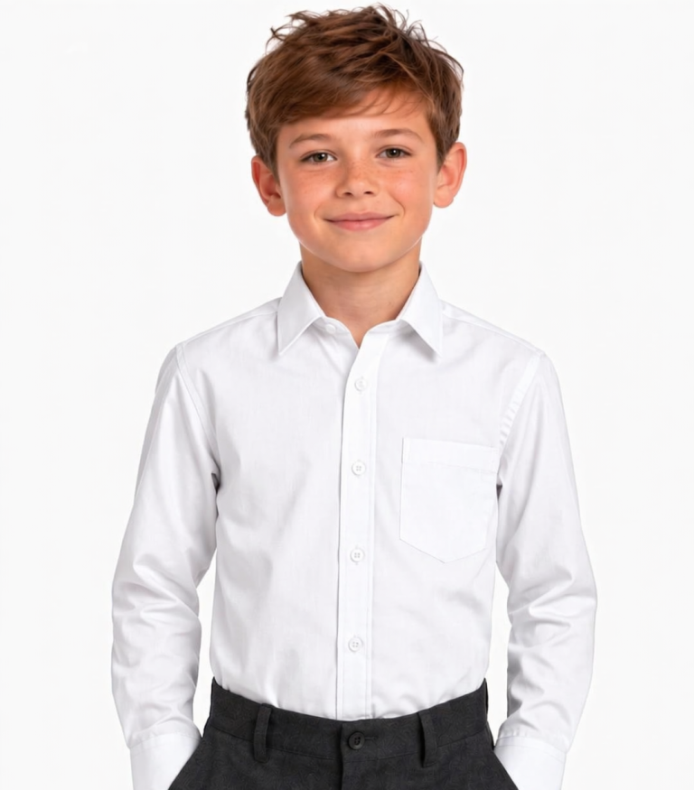 Pack of 2  White Long Sleeve School Uniform Shirts