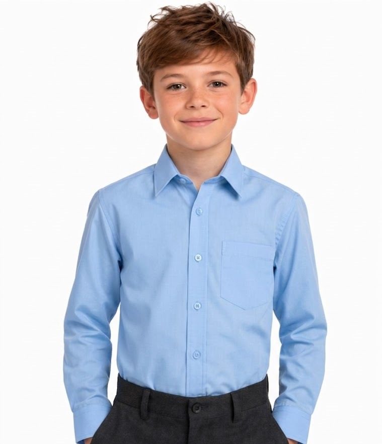 Pack of 2 Boys Blue Long Sleeve School Uniform Shirts