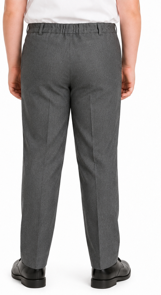 Half Elastic Waist Plus Fit Regular Leg School Trouser