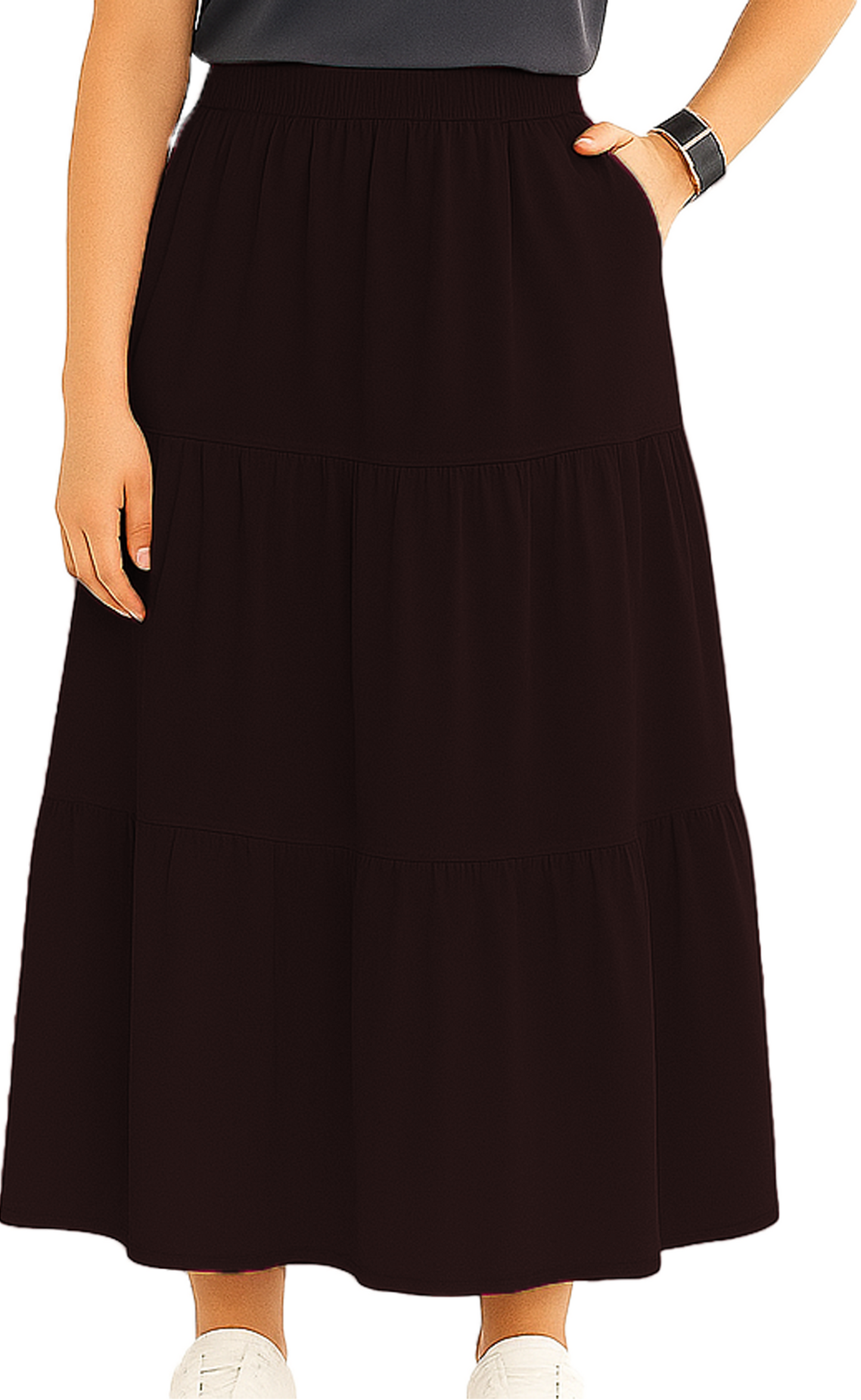 Women's A Line Summer Maxi Skirt with 2 Pockets