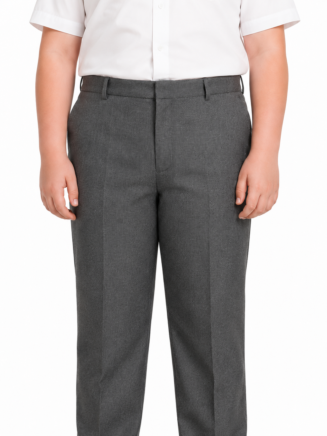 Half Elastic Waist Plus Fit Regular Leg School Trouser