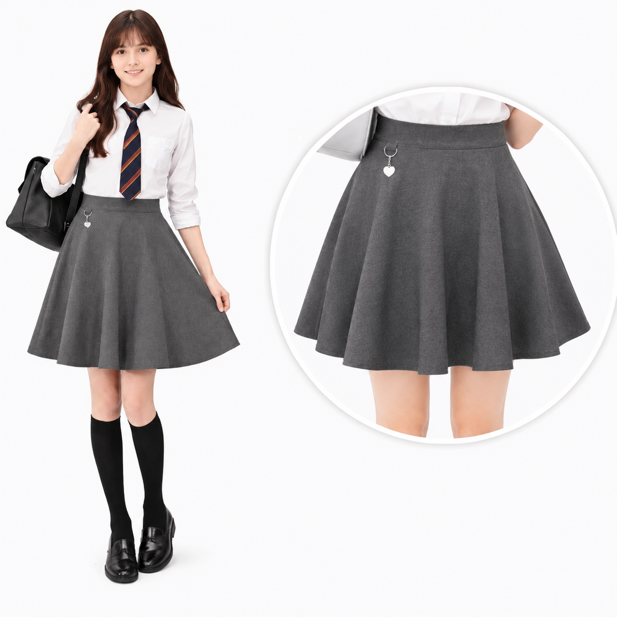 Girls’ Skater Heart School Skirt