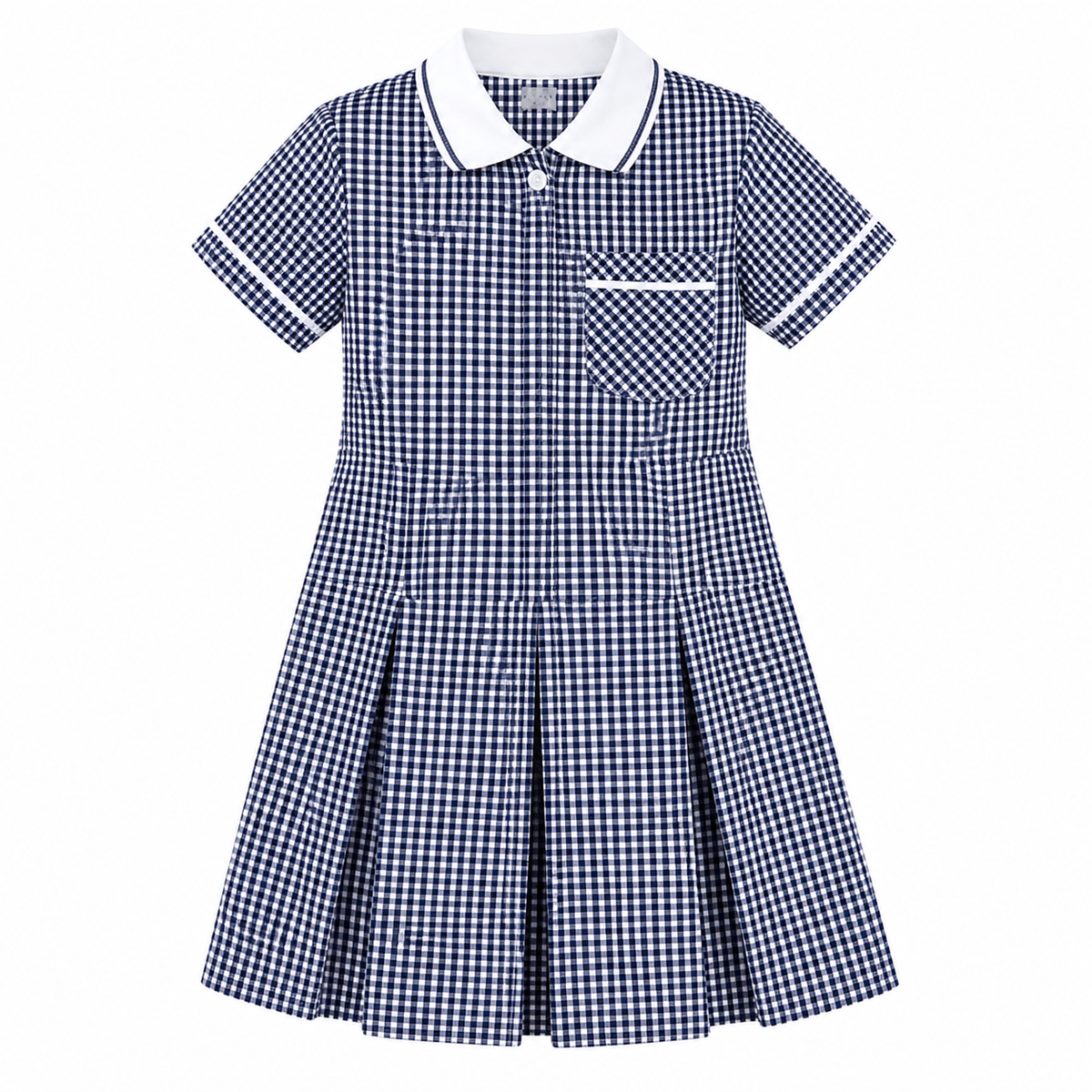 Girls School Uniform Gingham Pleated Check Summer School Dress