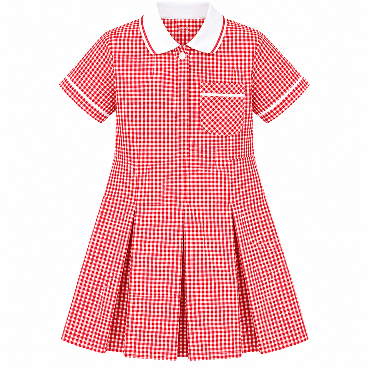 Girls School Uniform Gingham Pleated Check Summer School Dress