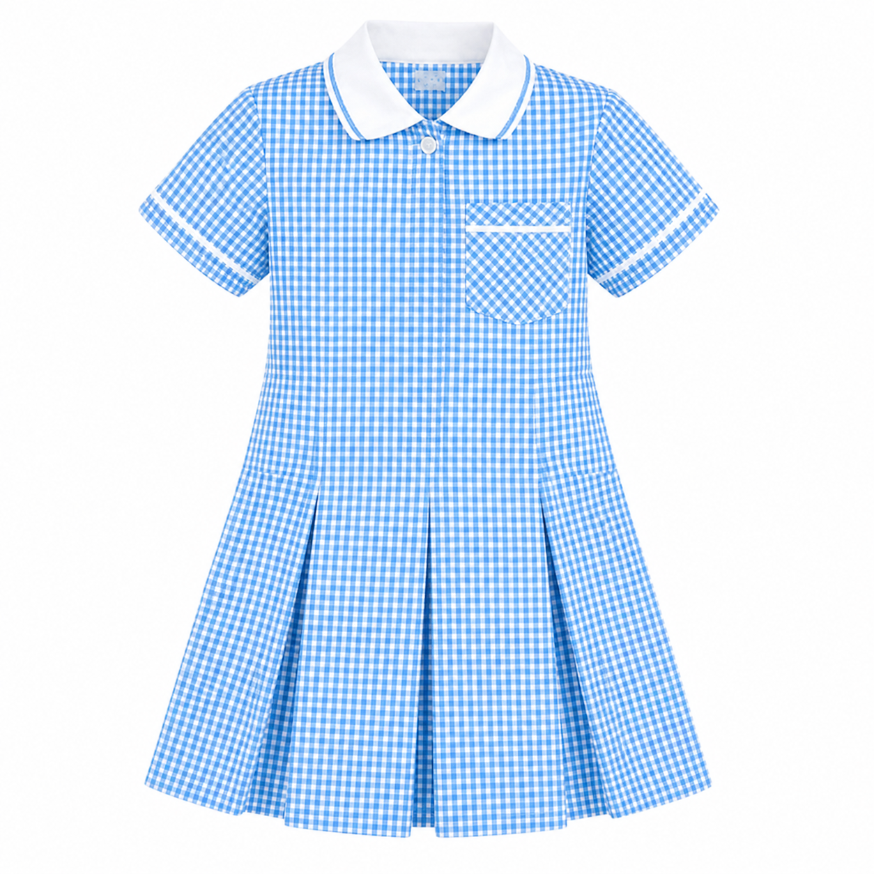 Girls School Uniform Gingham Pleated Check Summer School Dress