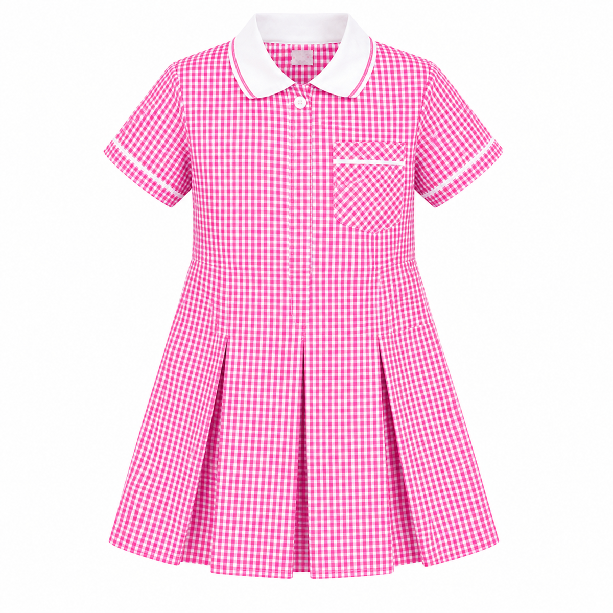 Girls School Uniform Gingham Pleated Check Summer School Dress
