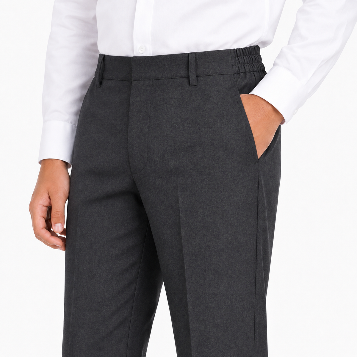 Half Elastic Waist Plus Fit Short Leg School Trouser
