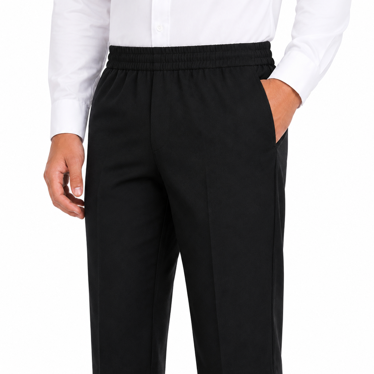 Men’s Boys Plus Fit Regular Leg Trousers Full Elasticated Waist