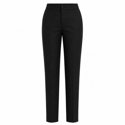 Girls Adjustable Waist School Trouser Black Grey Slim Fit