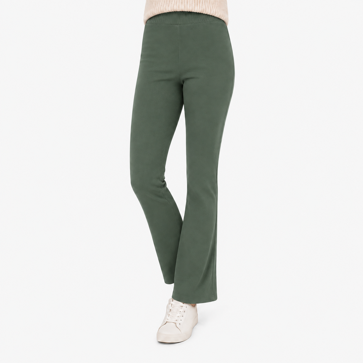 Ladies Jersey Bootleg Trousers Elasticated Waist Pull On