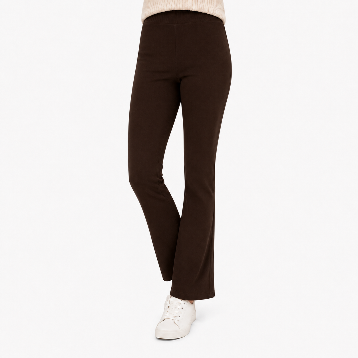 Ladies Jersey Bootleg Trousers Elasticated Waist Pull On