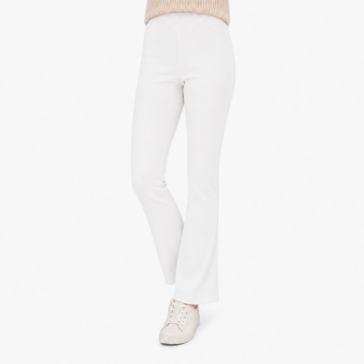 Ladies Jersey Bootleg Trousers Elasticated Waist Pull On