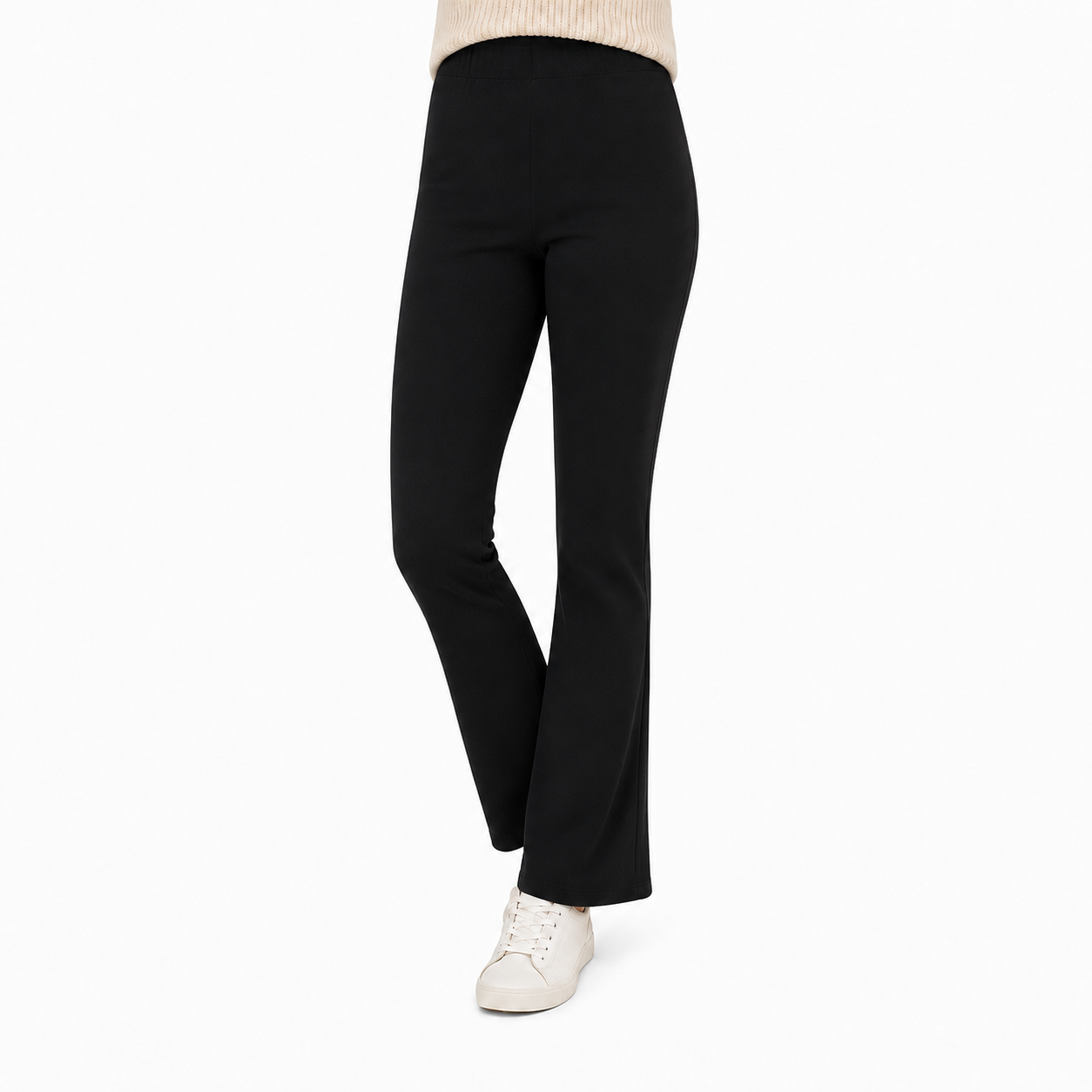 Ladies Jersey Bootleg Trousers Elasticated Waist Pull On