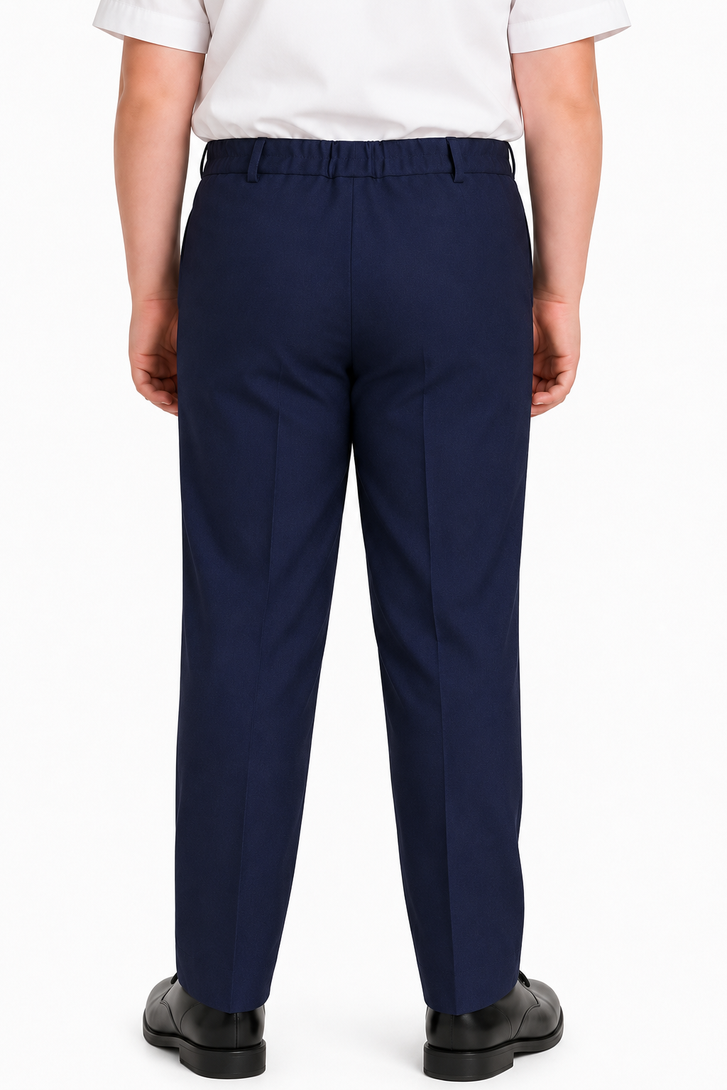 Half Elastic Waist Plus Fit Regular Leg School Trouser