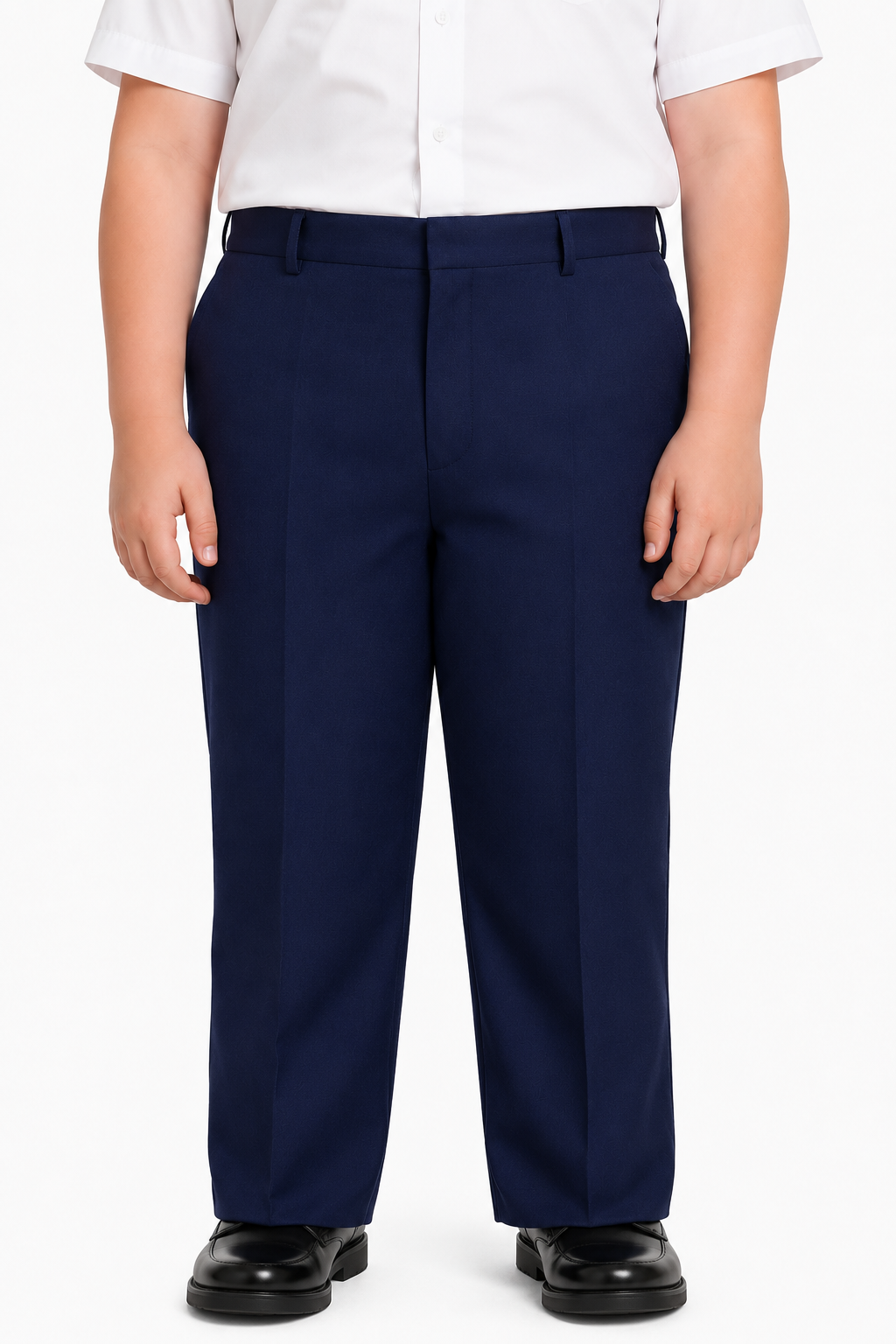Half Elastic Waist Plus Fit Regular Leg School Trouser
