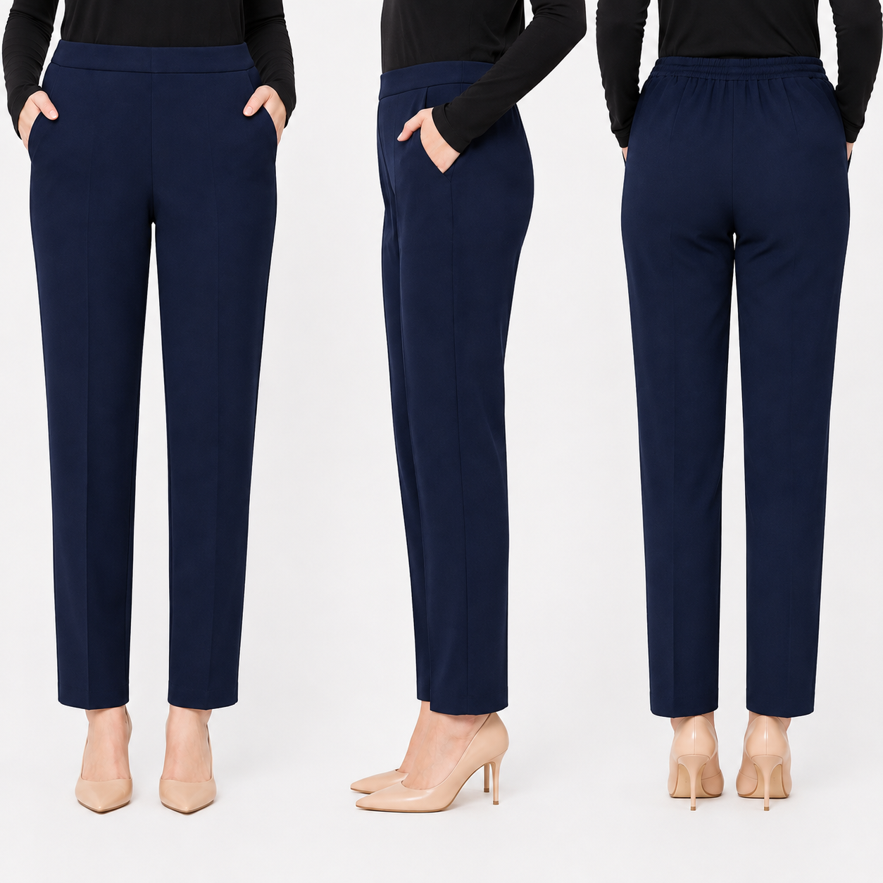 Girls Full Elasticated Waist Pull Up Bootleg Stretchy 3 Leg  Trouser