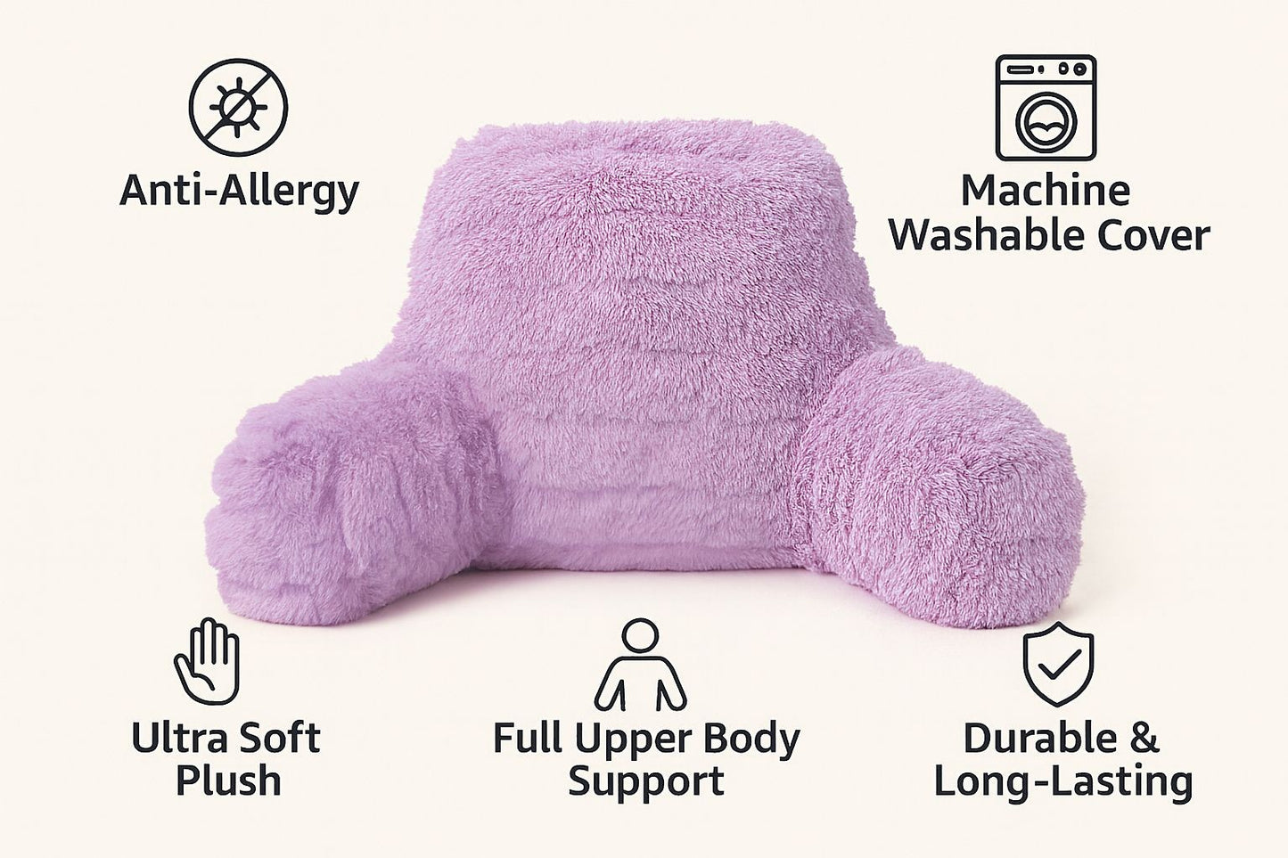 Teddy Fleece Reading Pillow Soft Cosy Backrest Cushion