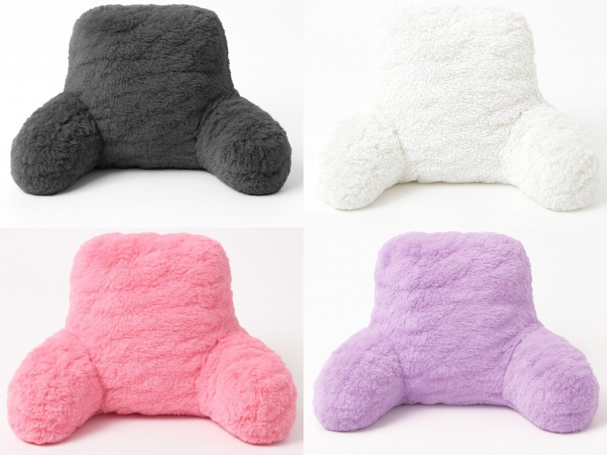 Teddy Fleece Reading Pillow Soft Cosy Backrest Cushion