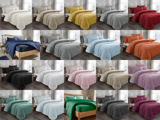Teddy Fleece Duvet Cover Set Pillow & Fitted Sheet