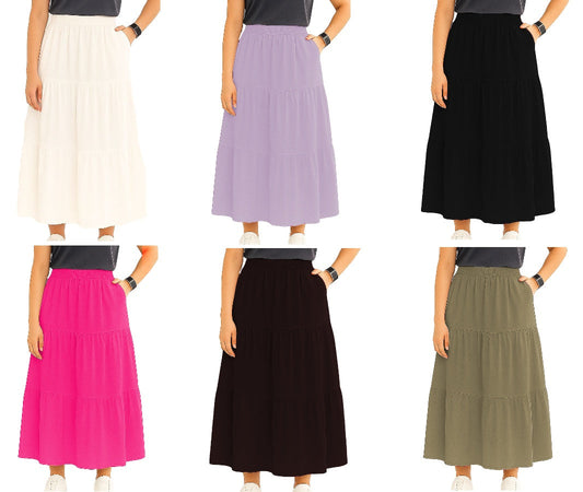 Women's A Line Summer Maxi Skirt with 2 Pockets