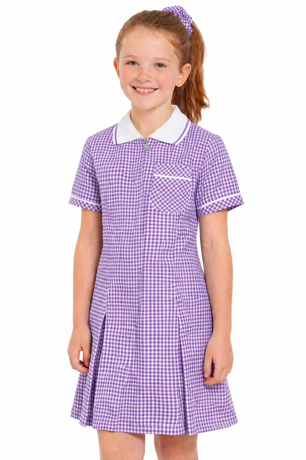Girls School Uniform Gingham Pleated Check Summer School Dress