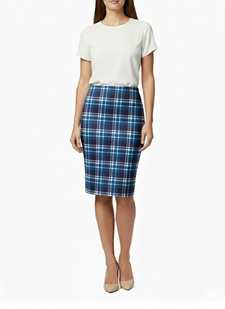 Ladies Pull-On Scuba Pencil Skirt
