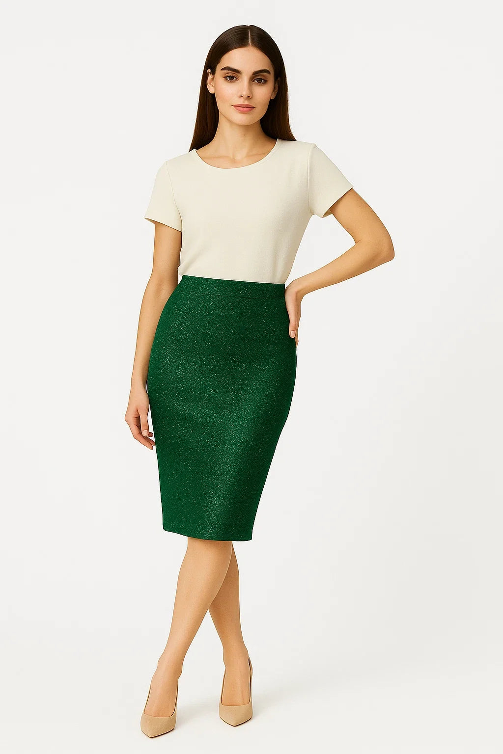 Ladies Pull-On Scuba Pencil Skirt